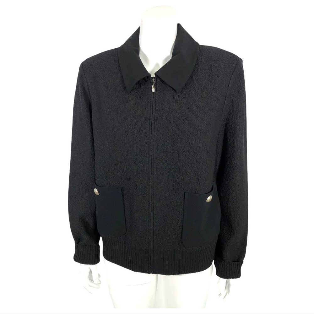 St. John Caviar Santana Knit Jacket Zip Front Nordstrom